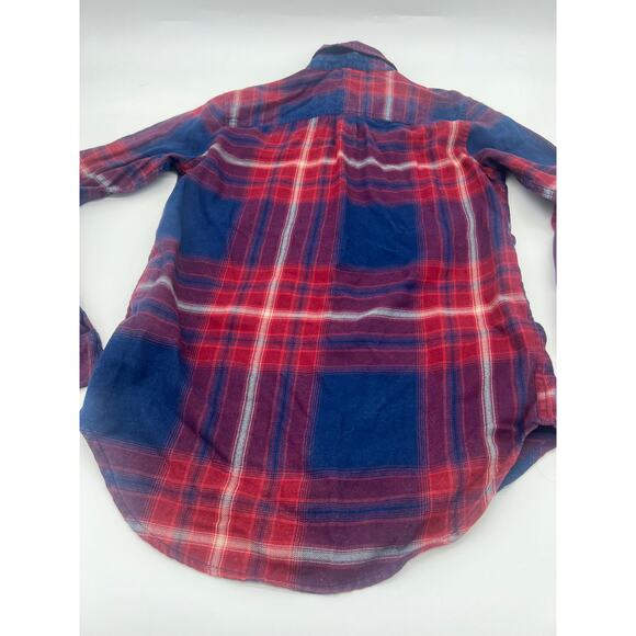 Mossimo Red Blue Plaid Button Up Shirt Womens Size XS - Picture 10 of 10